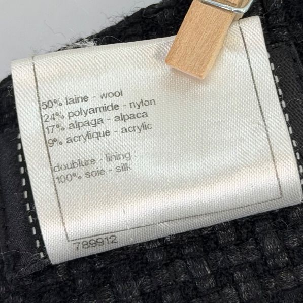 CHANEL ツイード タイトスカート チャコールグレー ウール/アルパカ 34 マキシ丈〜ミモレ丈