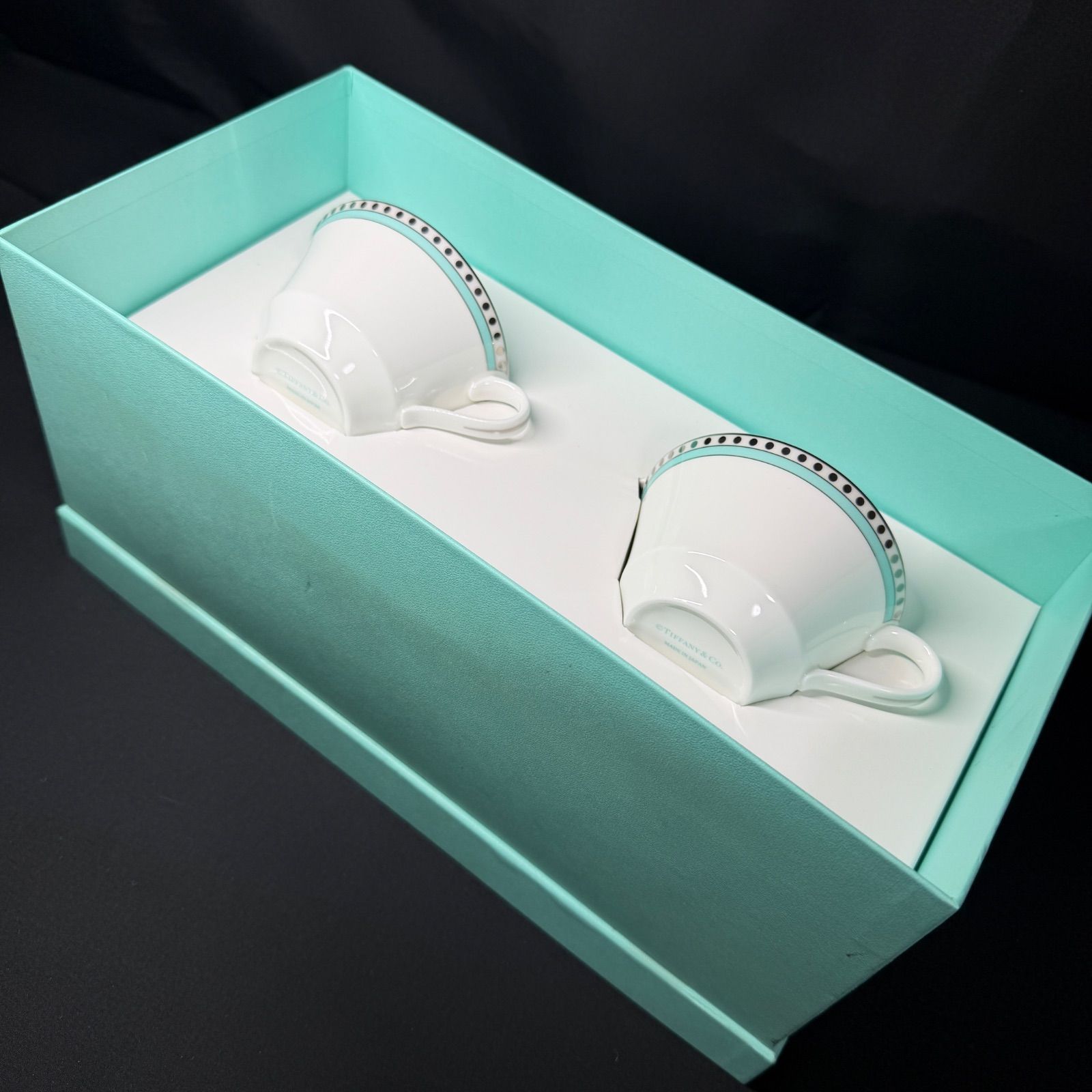 F219 Tiffany ティファニー プラチナバンド カップアンドソーサー ティーカップ 箱付き 美品 中古品
