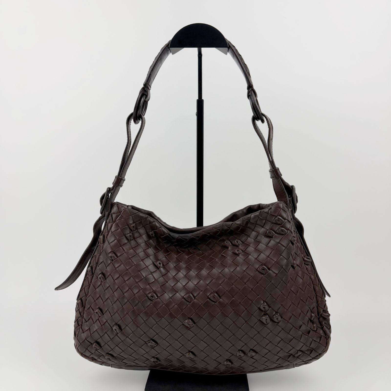 【中古】BOTTEGA VENETA ボッテガヴェネタ イントレチャート ヴェネタ ワンショルダーバッグ ショルダーバッグ レザー ブラウン ヴィンテージ レディース HIBUOCHI VINTAGE hboc260615a10