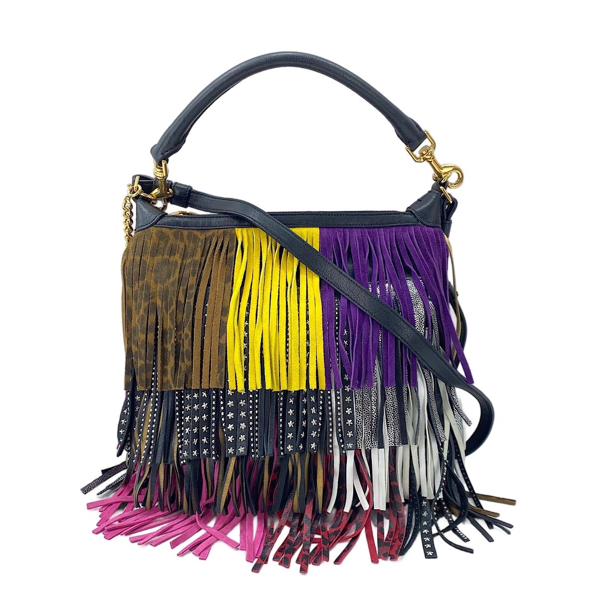 YVES SAINT LAURENT イヴ・サンローラン ショルダーバッグ エマニュエル フリンジ【中古】