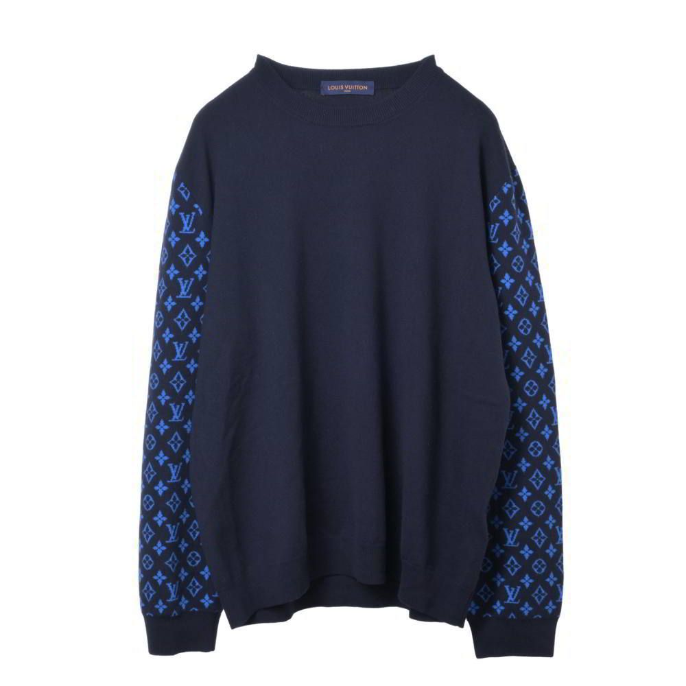 LOUIS VUITTON RM231Q R93 HON42W モノグラムスリーブ 切替 ウール カシミヤ ニット