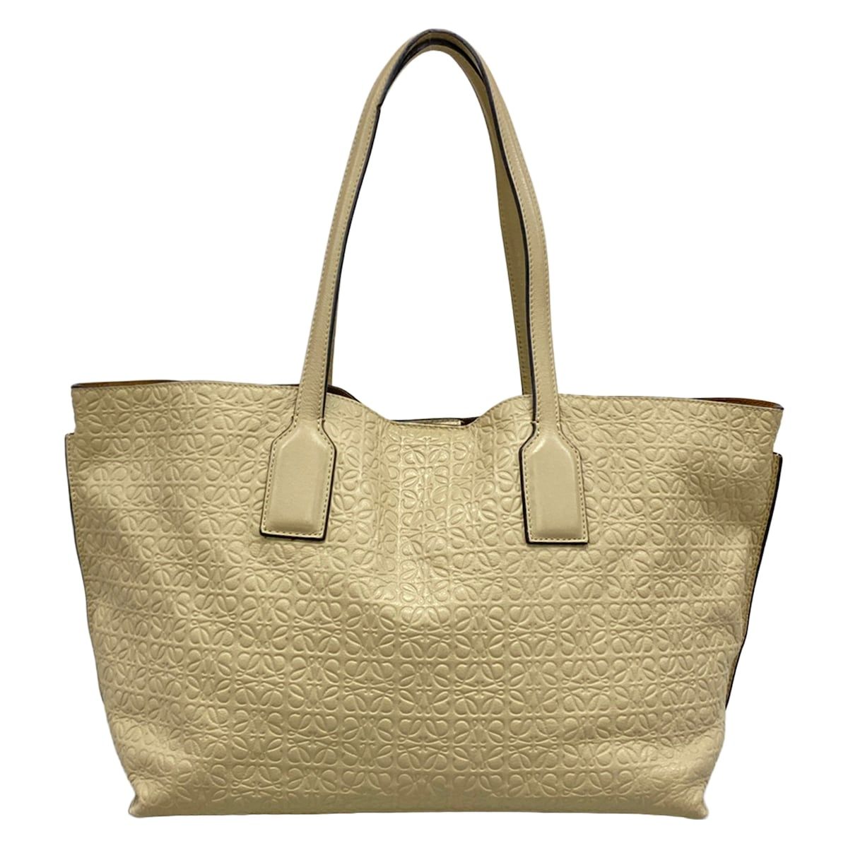 LOEWE(ロエベ) トートバッグ アナグラム柄 グレーベージュ 型押し加工 レザー