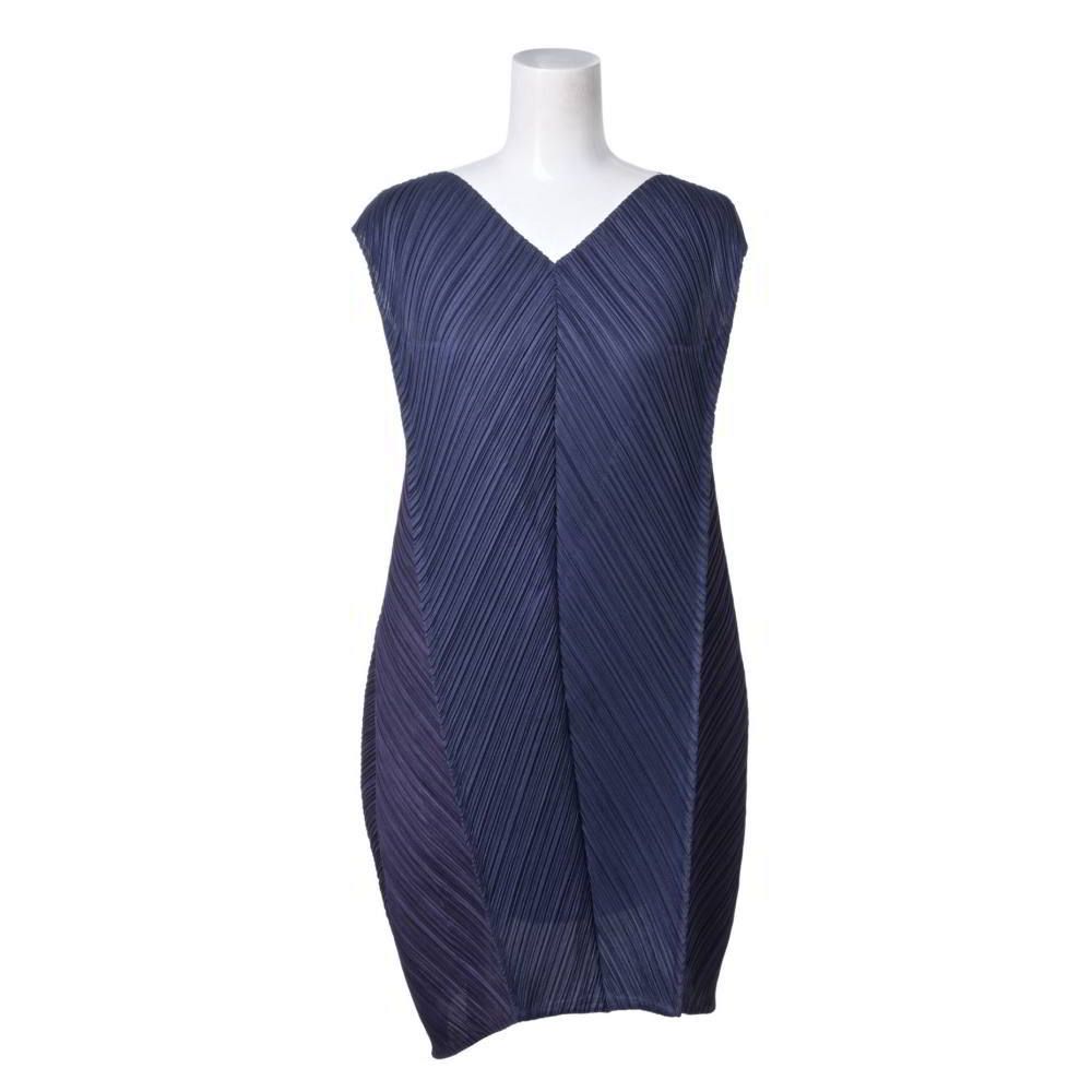 PLEATS PLEASE バイアスプリーツ ブロックカラー ノースリーブ チュニック