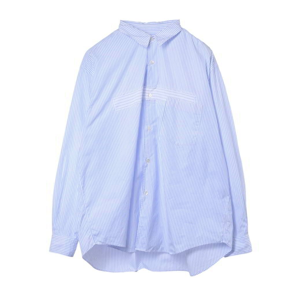 COMME des GARCONS HOMME フロントパッチワーク コットン ストライプ シャツ