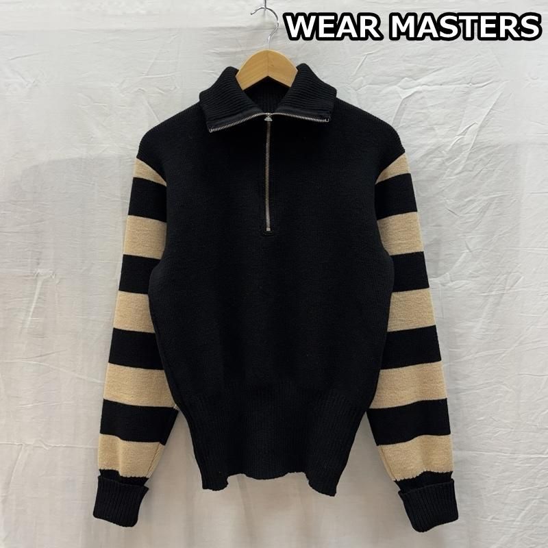 古着 WEAR MASTERS ウェアマスターズ ハイネック ハーフジップ 袖ボーダー ニット セーター メンズ 38 ISItems【USED】【古着】【中古】50161536