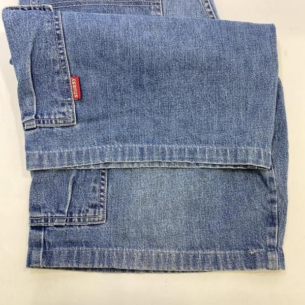 り*ん様 値下げ！STUSSY デニム カーゴショーツ インディゴ 32 中古】90s STUSSY USA製 デニムカーゴショーツ インディゴ サイズ32