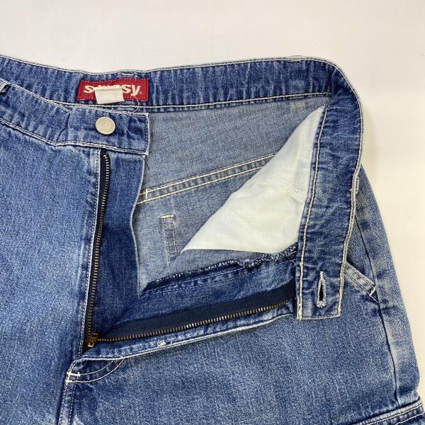中古】90s STUSSY USA製 デニムカーゴショーツ インディゴ サイズ32