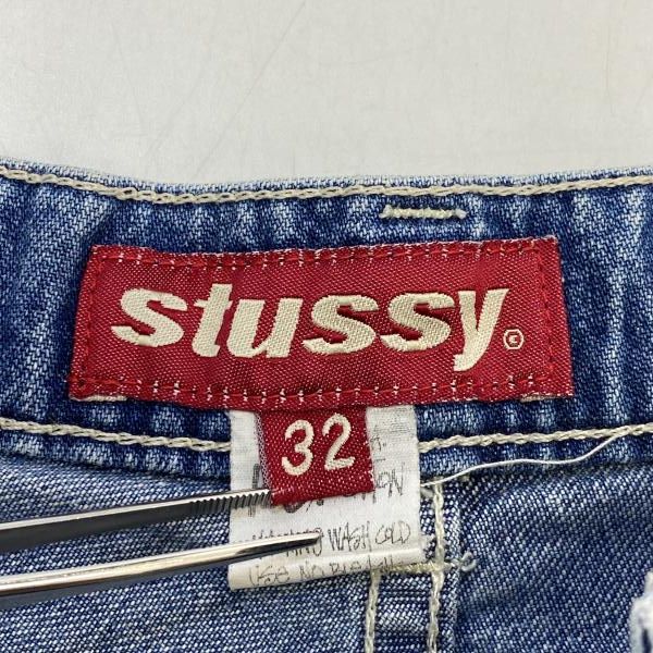 中古】90s STUSSY USA製 デニムカーゴショーツ インディゴ サイズ32
