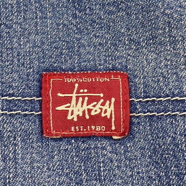 中古】90s STUSSY USA製 デニムカーゴショーツ インディゴ サイズ32
