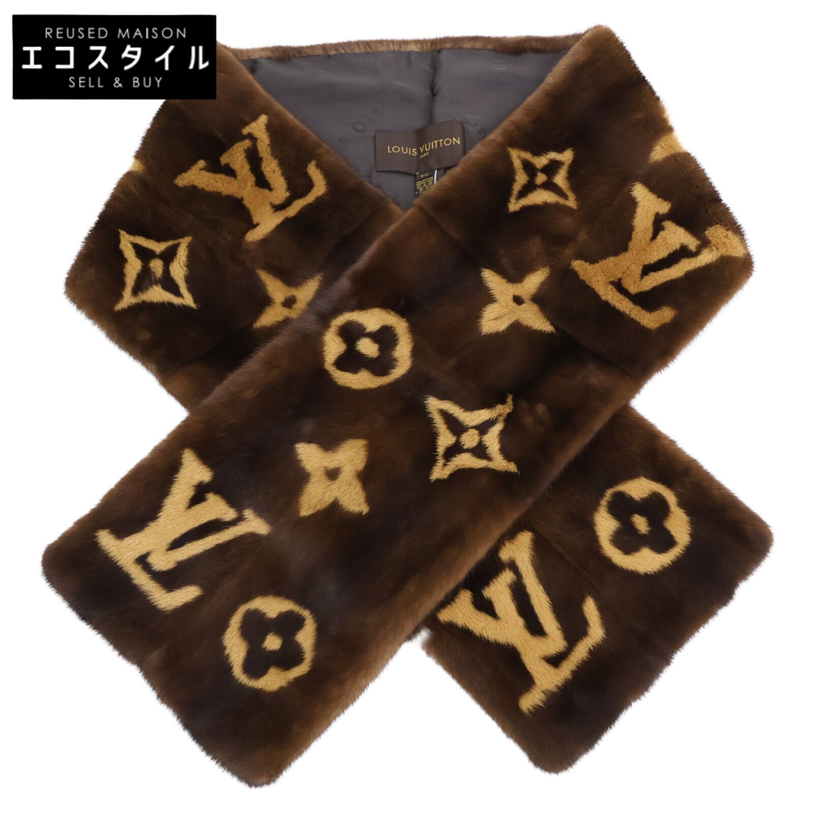 LOUIS VUITTON　ルイヴィトン　美品 国内正規 モノグラム ミンクファー マフラー
