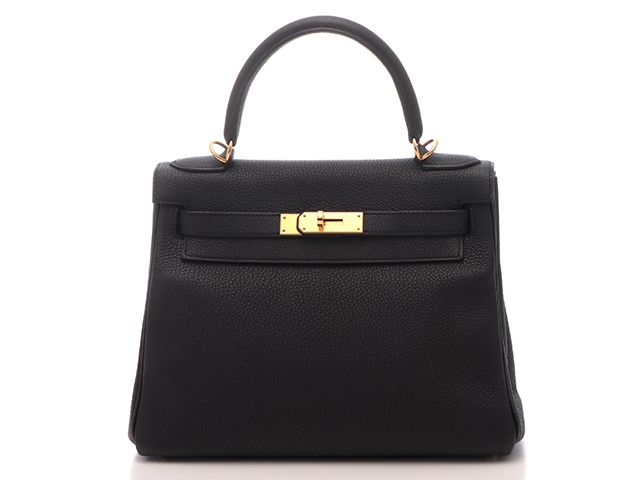 HERMES エルメス バッグ ケリー28 ブラック/ゴールド金具 ショルダーバッグ トゴ ブラック X ゴールド金具 X 2016年頃製造刻印 レディース【中古】471