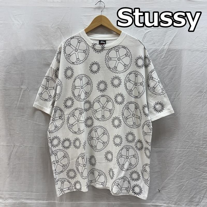 ステューシー 00年代 ギア 歯車 総柄 プリント クルーネック Tシャツ ビッグサイズ 00s メンズ XXL ISItems【USED】【古着】【中古】50161525