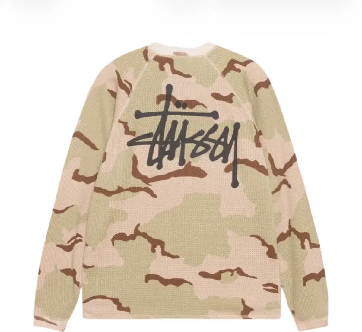 STUSSY ステューシー ラグラン サーマル ロングスリーブ クルー サンド カモ