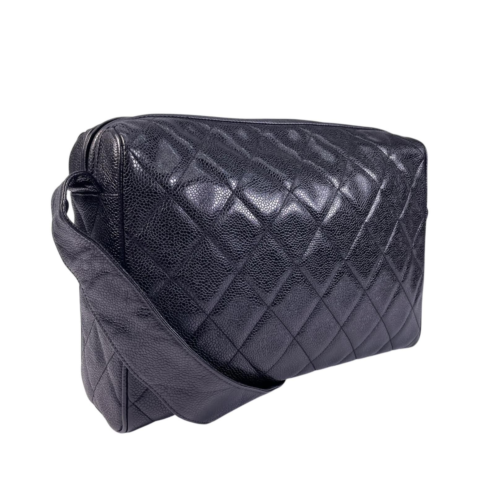 美品 CHANEL シャネル ココマークマトラッセキャビアスキン ショルダー 