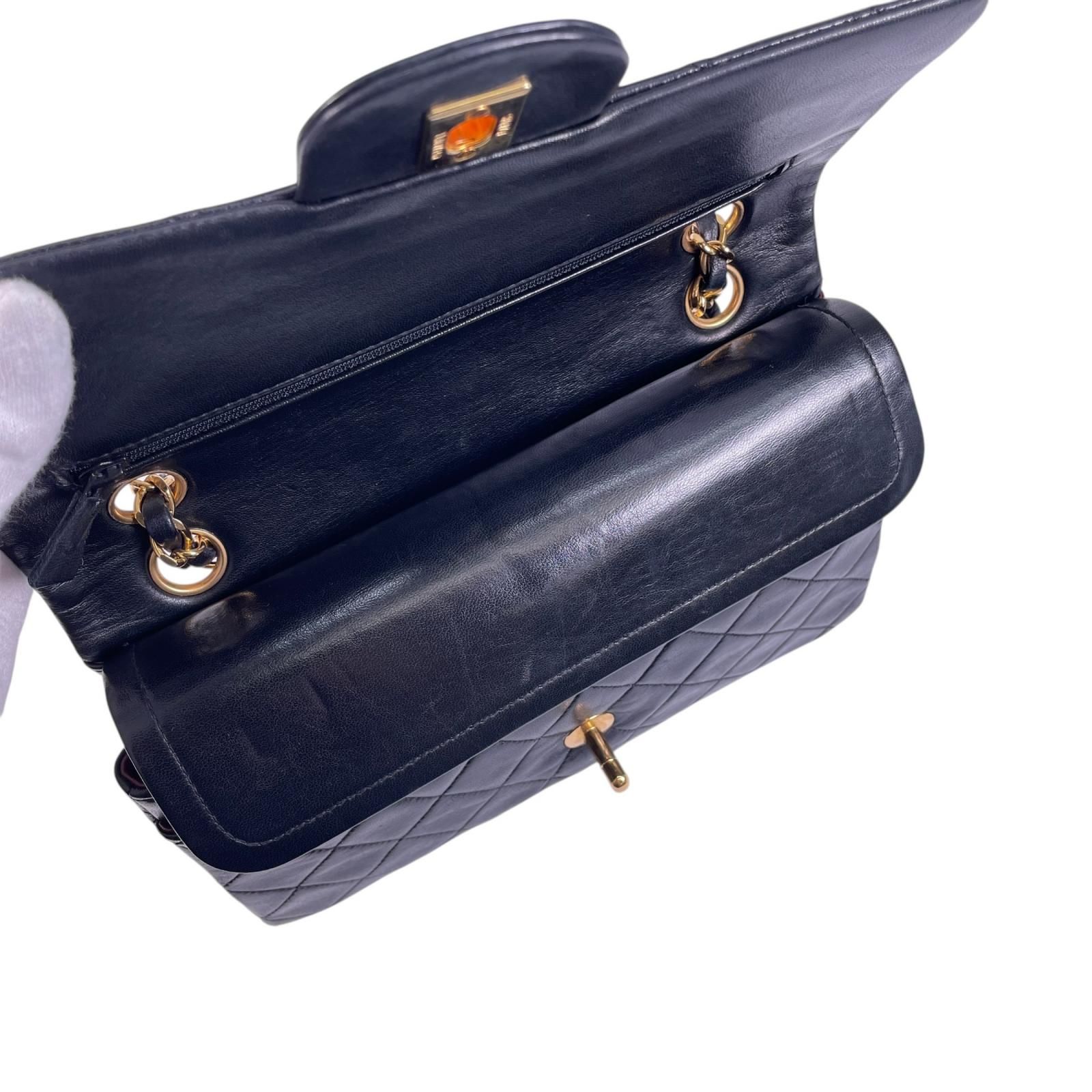 美品 CHANEL シャネル ラムスキンWフラップマトラッセ ショルダー 