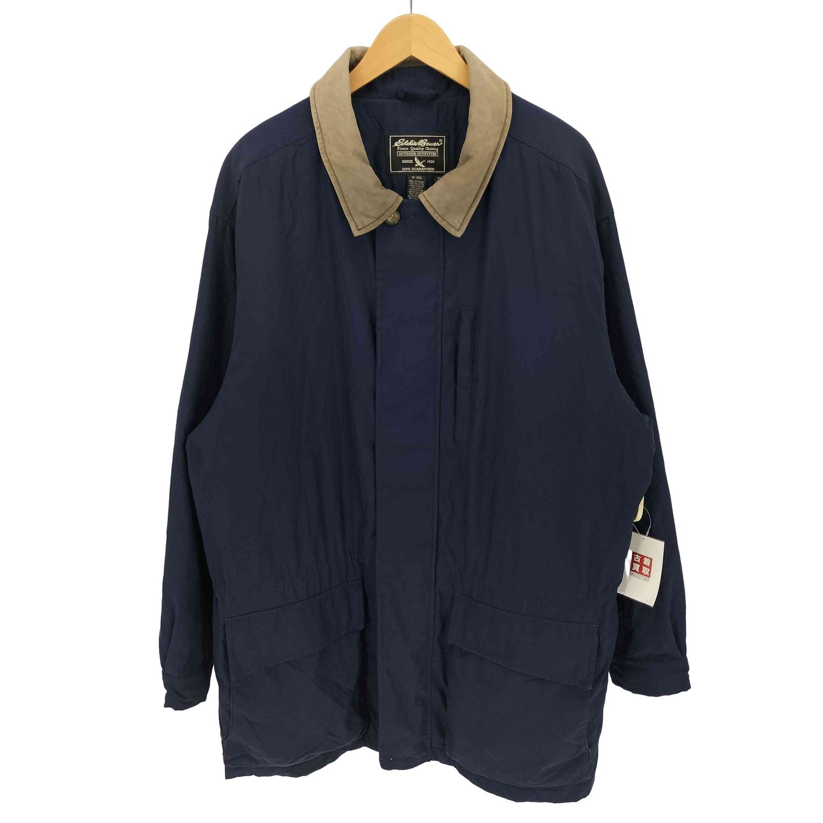 エディーバウアー Eddie Bauer 00s 黒タグ 襟 レザー切替 裏地キルティング ハンティング ジャケット メンズ import：L