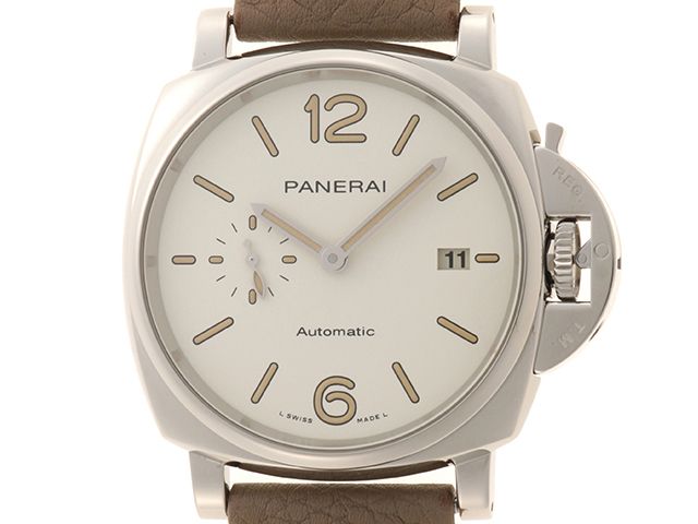 PANERAI パネライ ルミノール ドゥエ 42MM PAM01046 腕時計 スティール/本革 ホワイト文字盤 自動巻き メンズ【中古】472