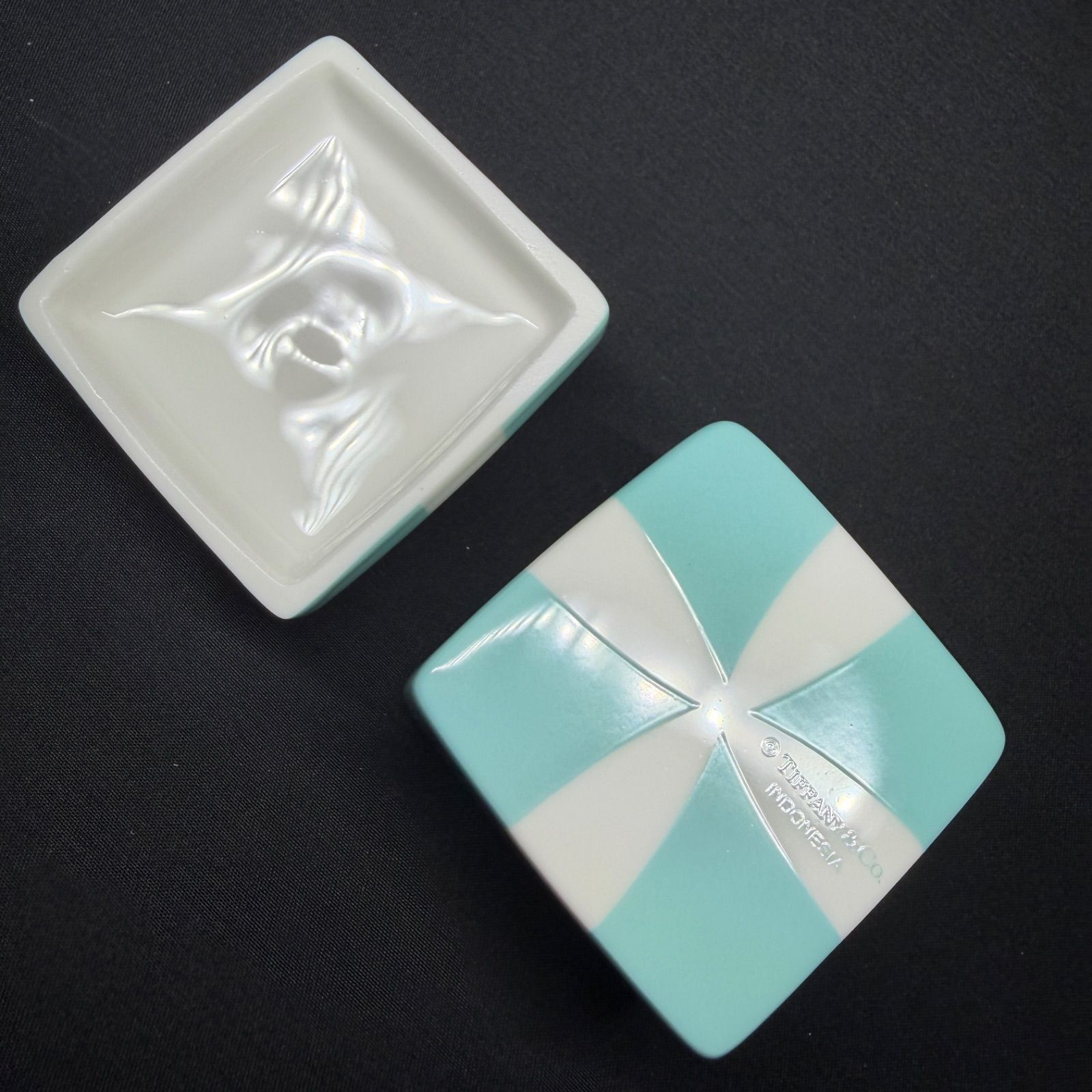 小物入れ ティファニー ブルーリボン 陶器 & TIFFANY ブルー