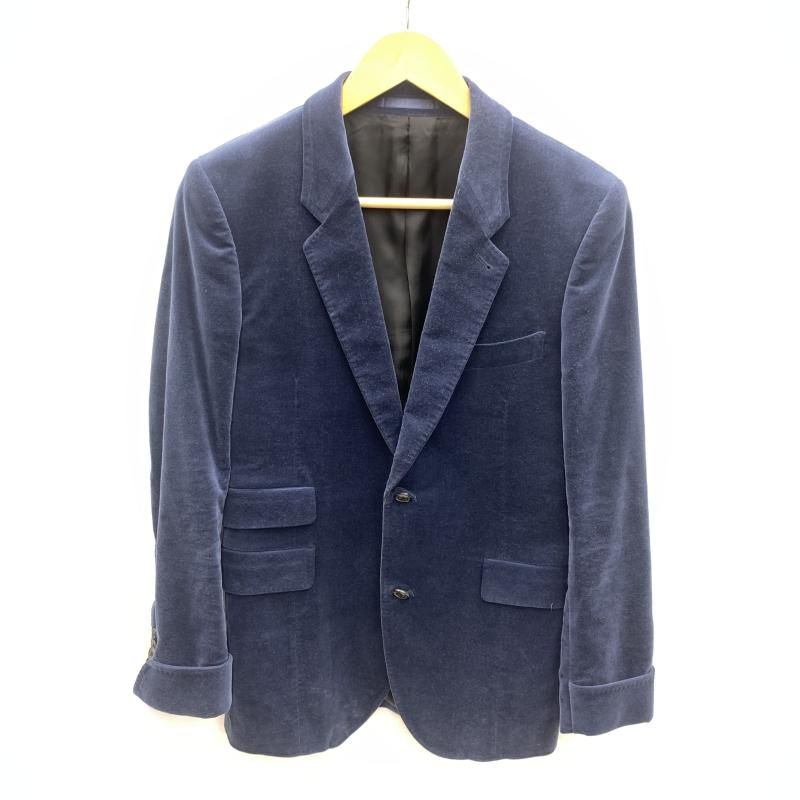 【中古】Paul Smith ベロアセットアップ サイズS ネイビー ▲袖ボタン欠品 ポールスミス[92]