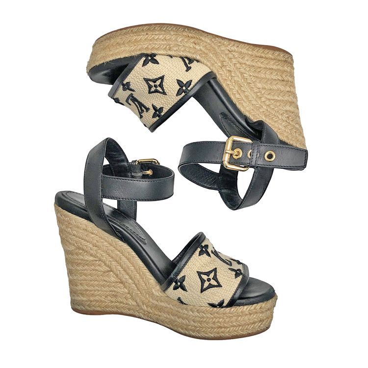 #LOUIS VUITTON ベージュ ウェッジソールサンダルスターボードライン LOUIS VUITTON ルイヴィトン LV スターボードライン ウェッジソール