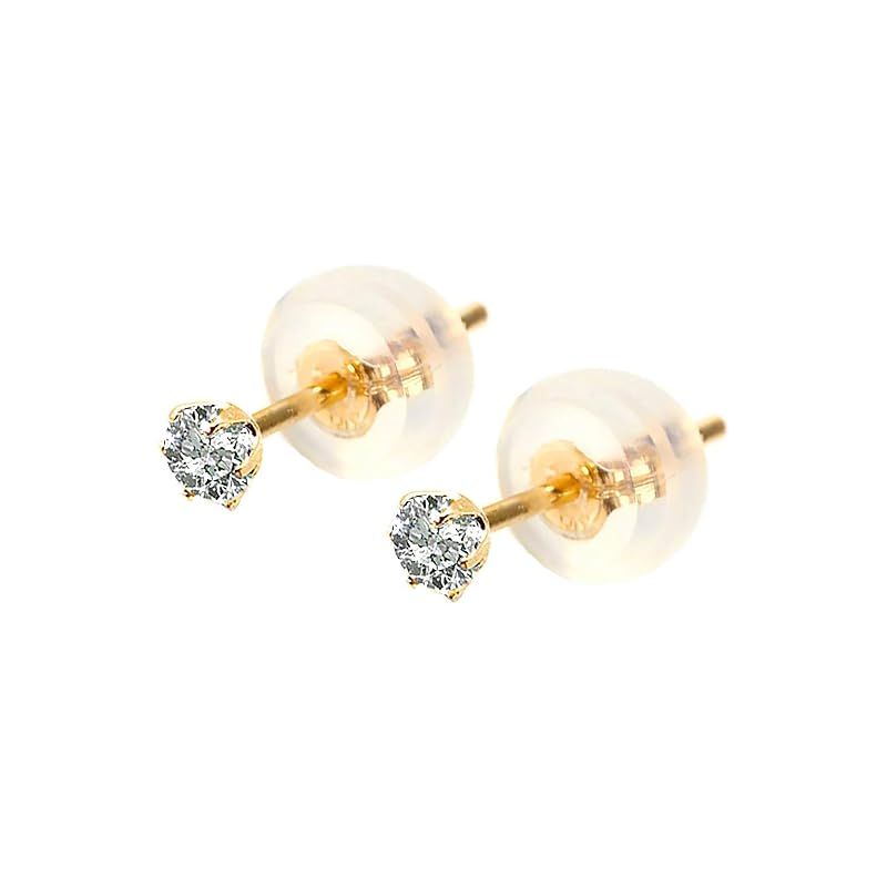 PLUSTER ダイヤモンド ピアス K18 金属アレルギー対応 (本物 0.10ct) 18金 ゴールド ダイヤ 一粒 小さい (ギフトボックスセット)/ レディース メンズ ジュエリー アクセサリー 誕生日 クリスマス プレゼント