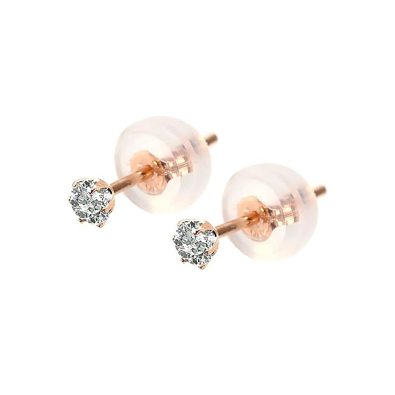 PLUSTER ダイヤモンド ピアス K18 金属アレルギー対応 (本物 0.10ct) 18金 ピンクゴールド ダイヤ 一粒 小さい (ギフトボックスセット)/ レディース メンズ ジュエリー アクセサリー 誕生日 クリスマス プレゼント