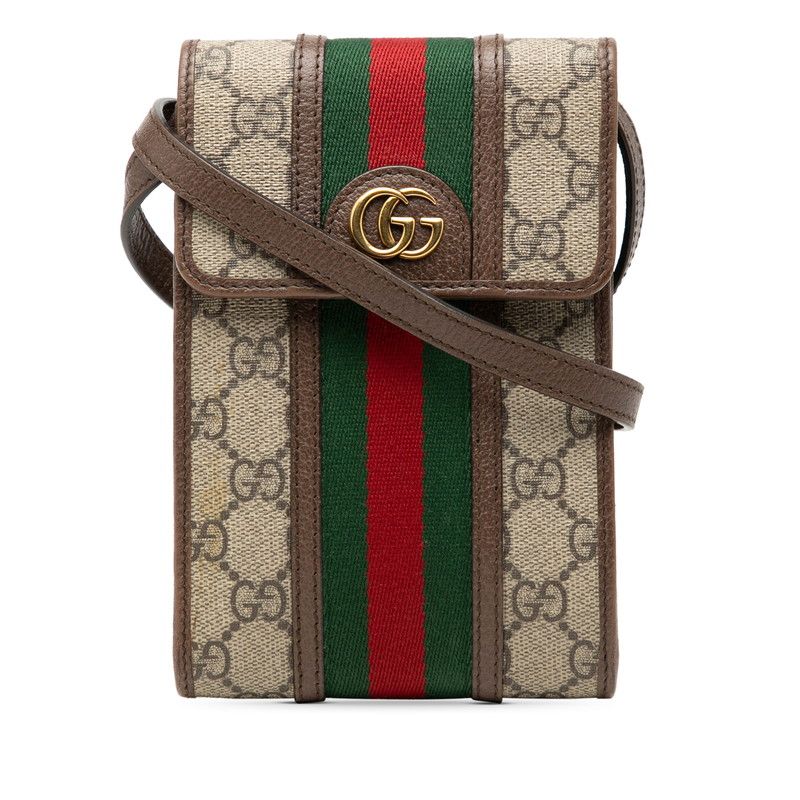 グッチ GGスプリーム オフィディア 斜め掛け ショルダーバッグ 625757 ベージュ ブラウン PVC レザー レディース GUCCI【1-0272892】