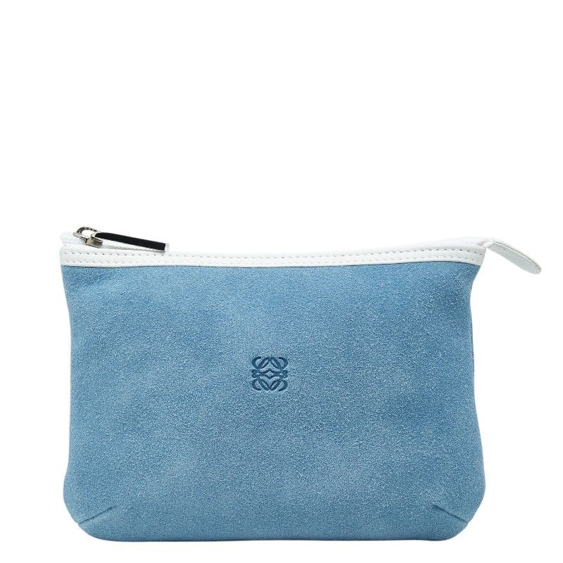 ロエベ アナグラム ポーチ ブルー スウェード レディース LOEWE【1-0272954】
