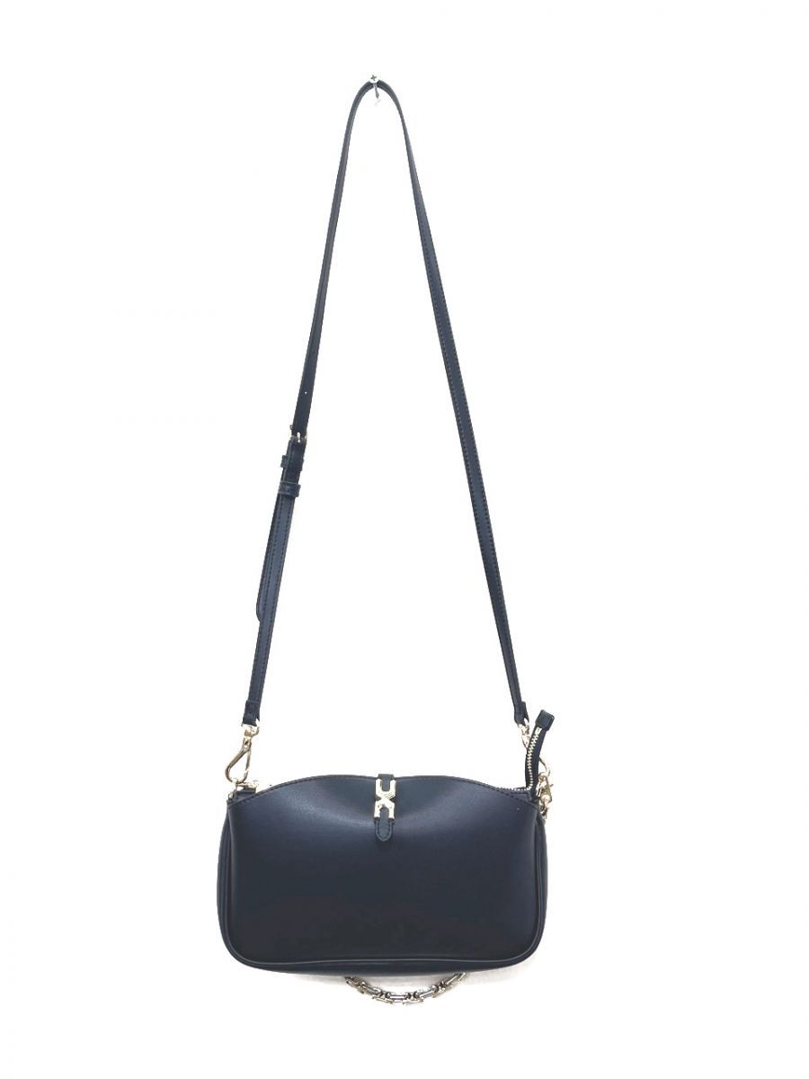 CHARLES & KEITH チャールズ＆キース アダリン メタリックアクセント チェーンハンドル ショルダー バッグ 黒 ■■◎レディース