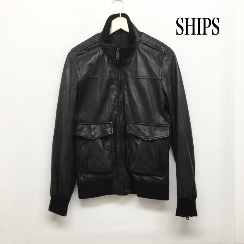 シップスジェットブルー SHIPS JET BLUE レザージャケット ブルゾン 羊