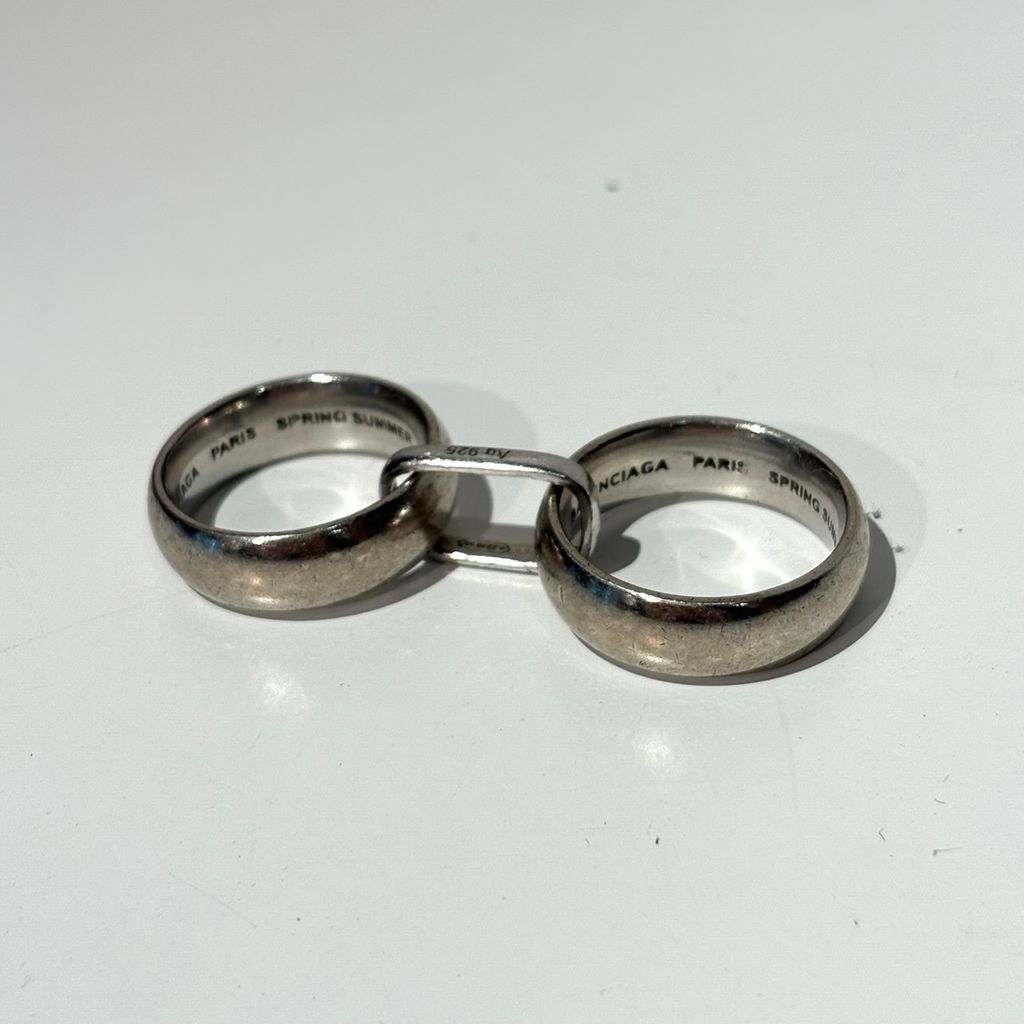 バレンシアガ リング 指輪 silver925 シルバー アクセサリー BALENCIAGA バレンシアガ 17SS シルバー2連リング 指輪 シルバー size