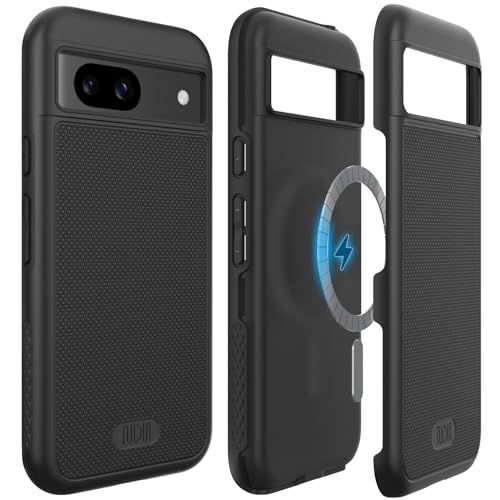 【新品】「米軍規格・MagSafe対応」TUDIA Google Pixel 8a 用ケース (2024)、耐衝撃 すり傷防止 薄型 二重層 滑り止め【内蔵マグネット】磁気性携帯電話ケース・マージグリップ - 黒 d20756f7