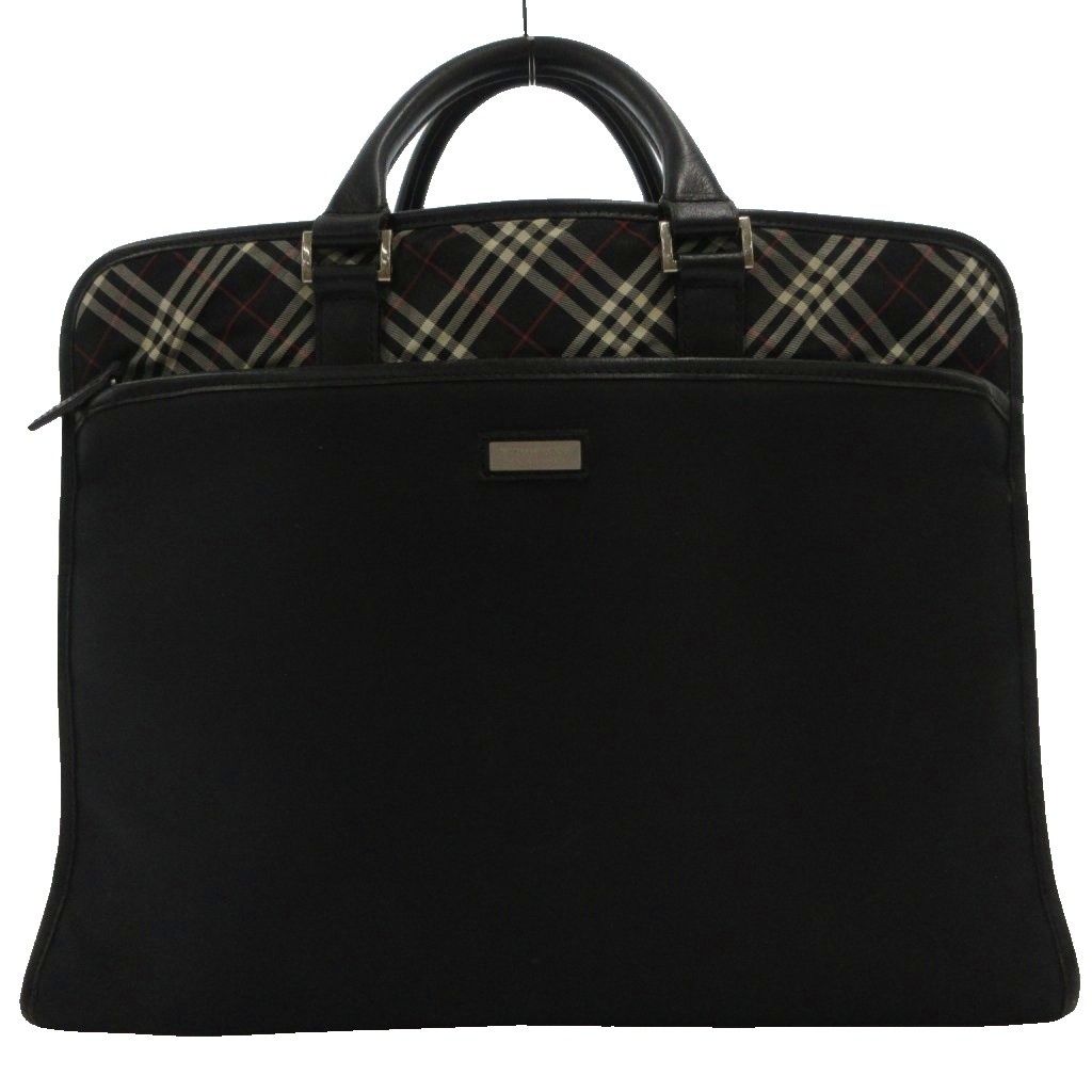 バーバリーブラックレーベル BURBERRY BLACK LABEL ハンドバッグ ビジネス ブリーフケース 書類カバン 黒 ブラック ノバチェック切り替え ブランドプレート /SD ■G