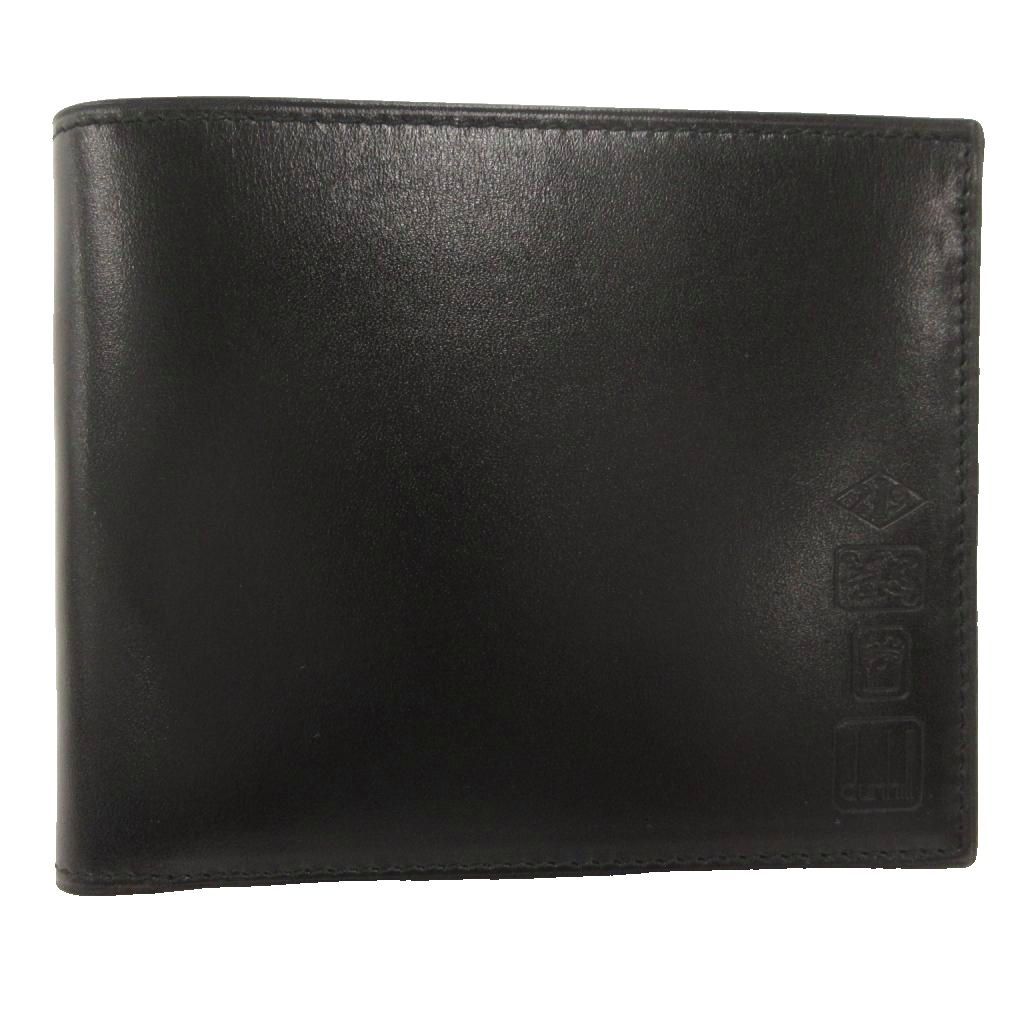 ダンヒル dunhill 美品 二つ折り財布 ウォレット サイフ 黒 ブラック レザー 本革 ロゴ 型押し 小銭入れなし /SD ■GY11