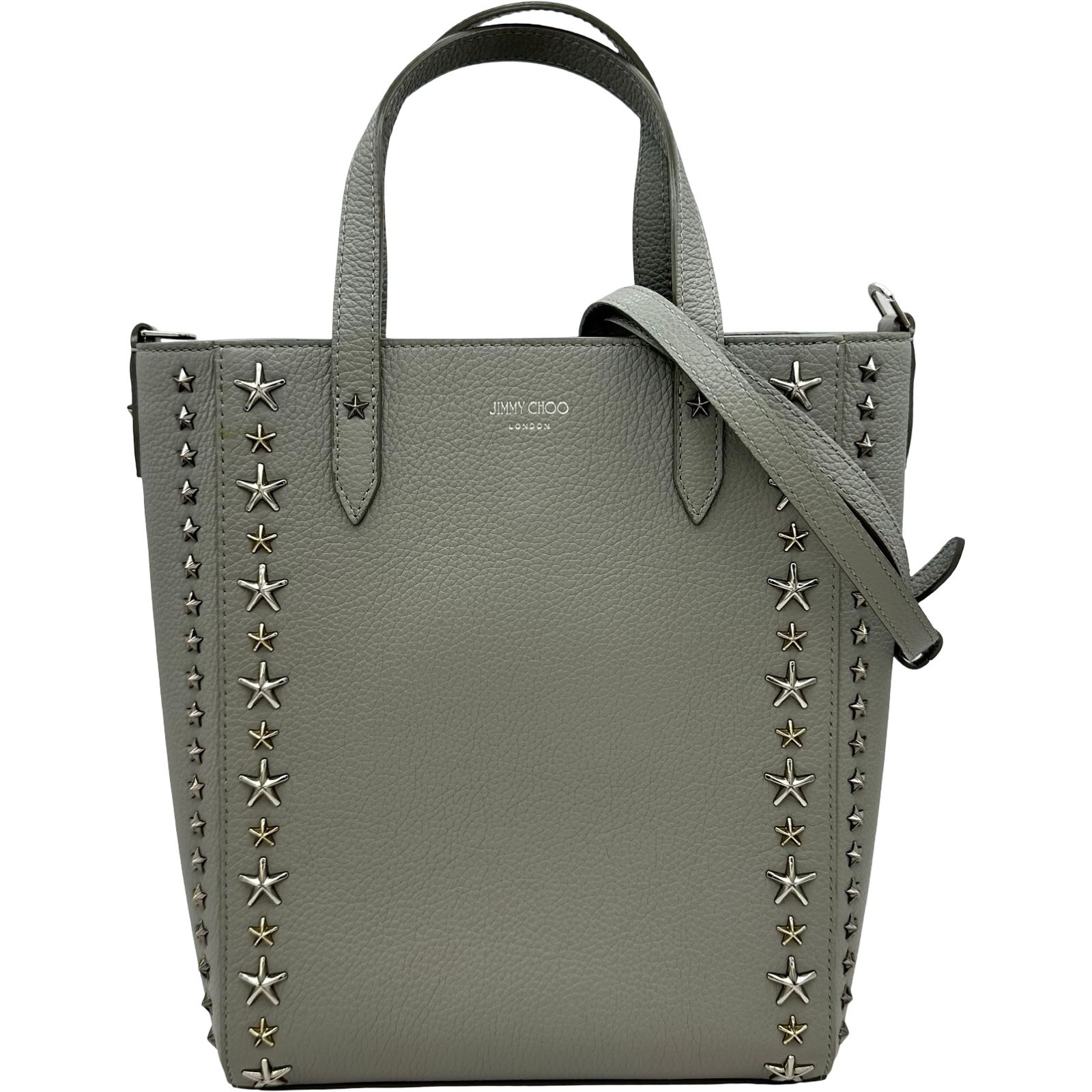 ジミーチュウ JIMMY CHOO ペガシスタッズ2WAYバッグ グレー レザー レディース ショルダーバッグ