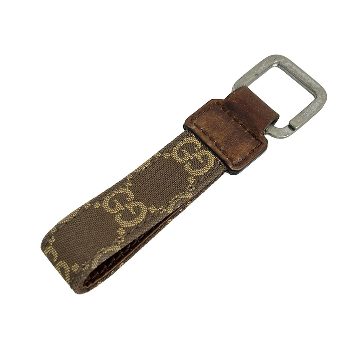 GUCCI(グッチ) キーホルダー(チャーム) GGキャンバスキーリング 042・01・0840 ダークブラウン×ブラウン×イエロー キーリング レザー