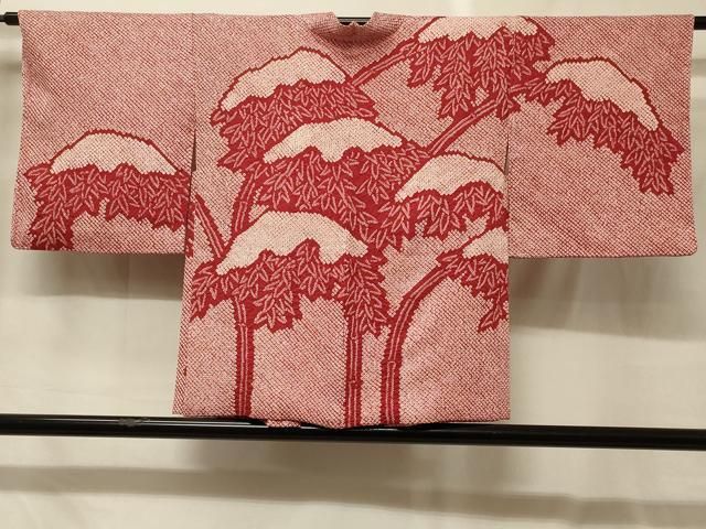 平和屋着物＃羽織　総絞り　雪持ち笹竹文　正絹　逸品　CABG8135in