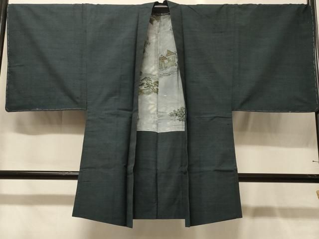 平和屋着物＃男性　紬　長羽織　網代織　正絹　逸品　未使用　CABG8138in 20,306円