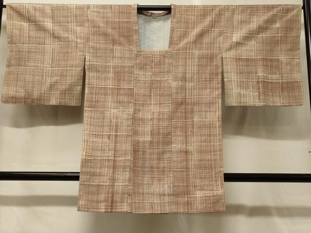 平和屋着物＃本場染大島紬　道行コート　格子柄　ロング丈　正絹　逸品　CABG8145in
