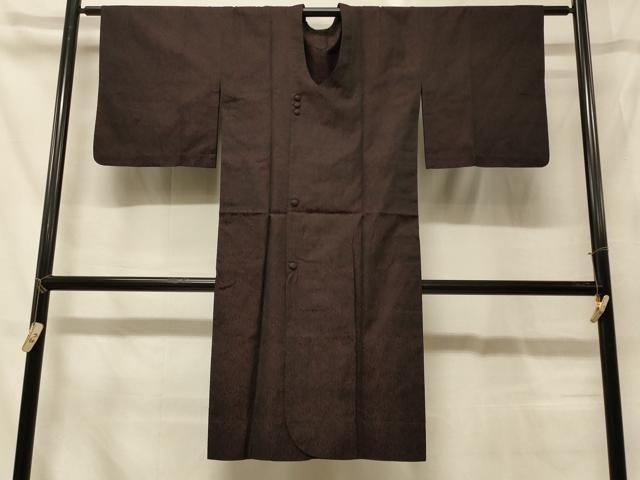 平和屋着物＃道行コート　風通お召　単衣　抽象文　黒地　ロング丈　正絹　逸品　CABG8148in 14,014円