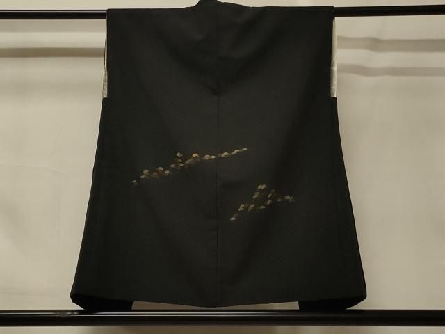 平和屋着物＃袖なし羽織　総刺繍　枝松文　黒地　正絹　逸品　CABG8153in