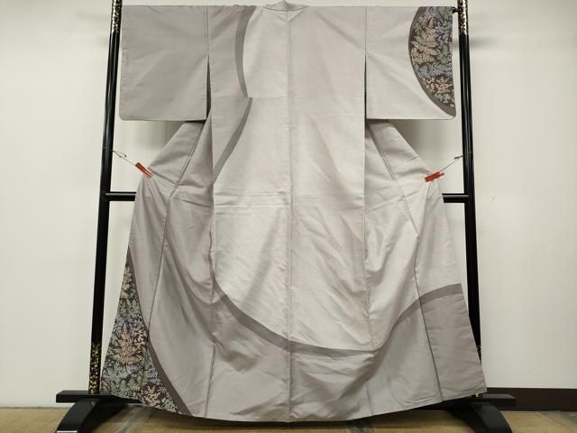 平和屋着物●石川県指定無形文化財　牛首紬　白山工房　手織り　訪問着　作家物　草葉文　正絹　逸品　CABH2440ut