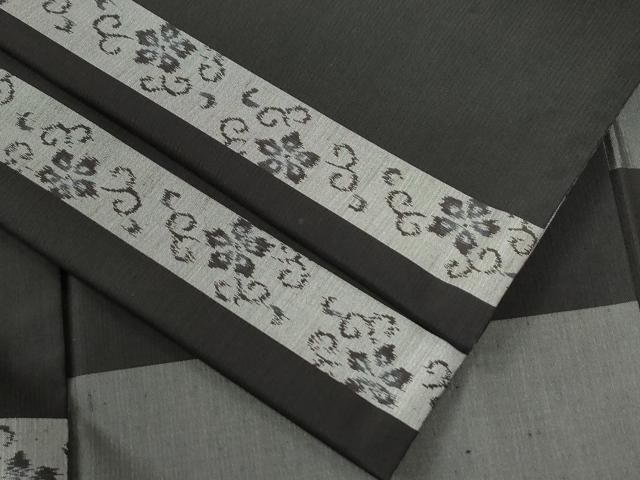 平和屋着物●上質な紬　横段花唐草文　黒地　健勝苑扱い　正絹　逸品　CABG0411yc 28,470円