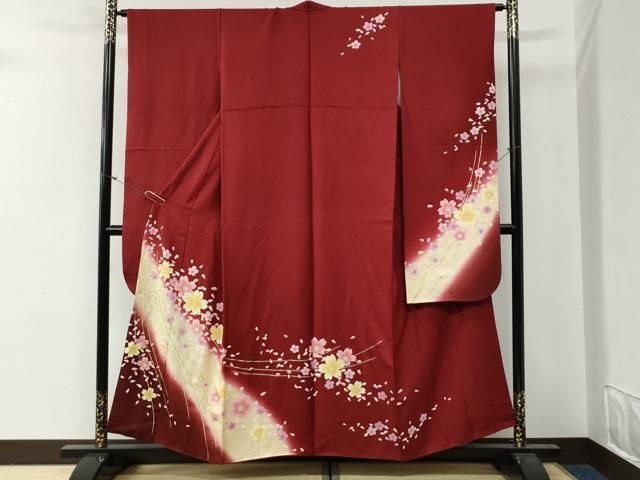 平和屋着物●豪華振袖　舞桜文　暈し染め　金彩　正絹　逸品　CABG0414yc
