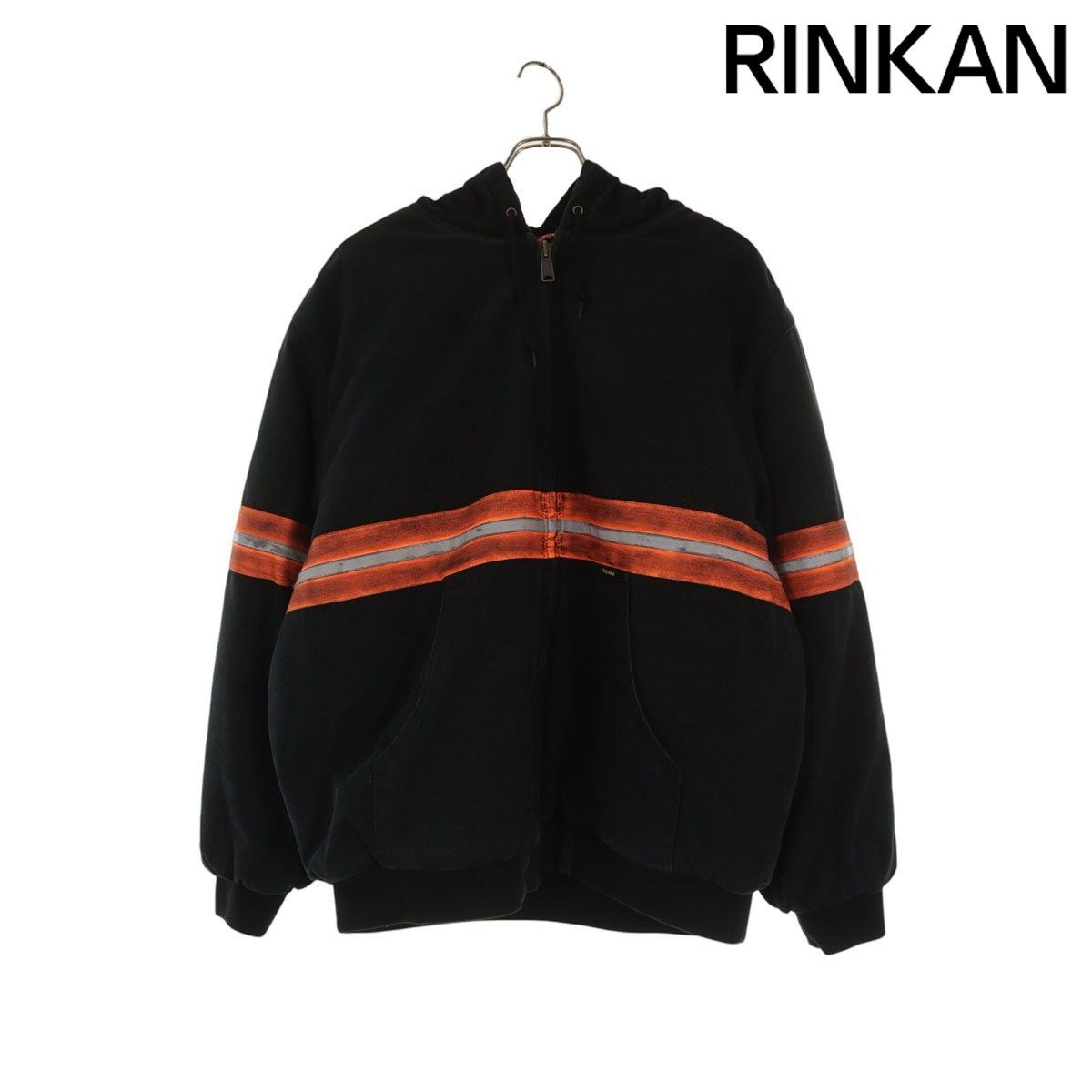 シュプリーム 24AW Reflectuve Stripe Hooded Work Jacket バックロゴストライプヘビージャケット メンズ L