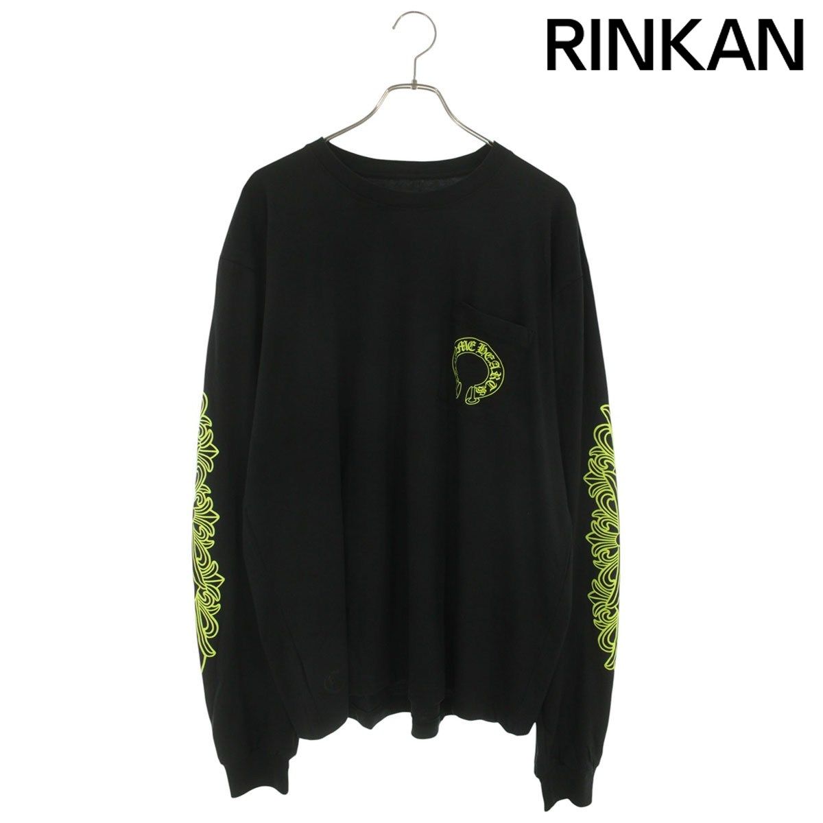 クロムハーツ CH L/S 1 袖フローラルバックホースシュープリント長袖カットソー メンズ XL