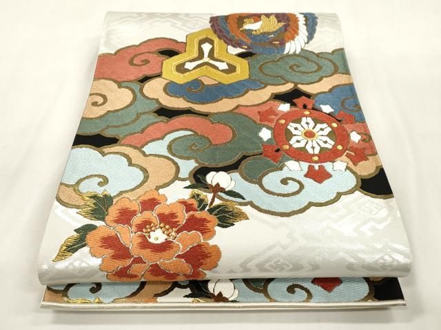 平和屋着物●六通柄袋帯　唐織　新能裳錦　金糸　正絹　逸品　CABH6674dy