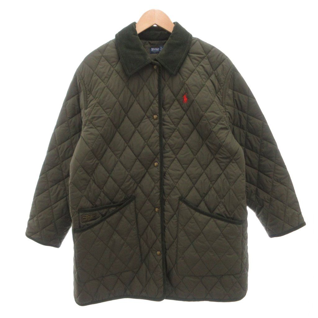 ポロ バイ ラルフローレン Polo by Ralph Lauren キルティングコート コーデュロイ切替 中綿 ひざ丈 S 緑 グリーン /FF ■ECD005