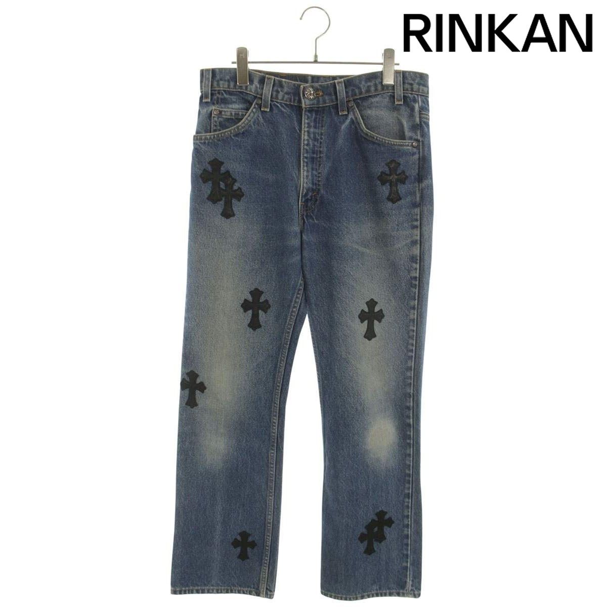 クロムハーツ U VNTG JEAN BLU ORNG TAB 517 クロスパッチ付きウォッシュド517デニムパンツ メンズ 32インチ