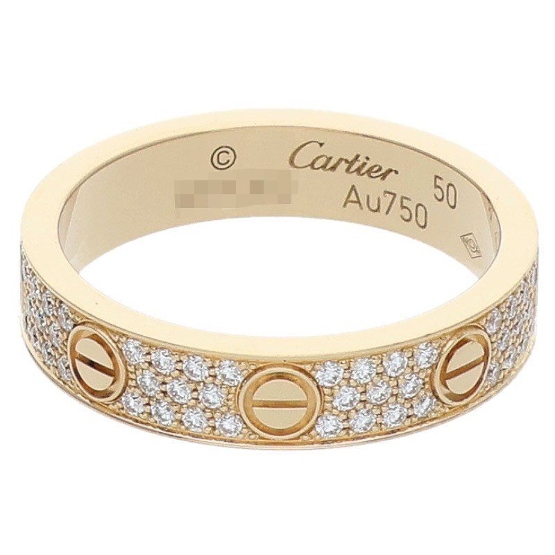 カルティエ  MINI LOVE RING/ミニラブリング K18YG PAVEダイヤ ミニラブリング メンズ 50/10号 カルティエ MINI LOVE RING/ミニラブリング K18YG PAVEダイヤ ミニラブ
